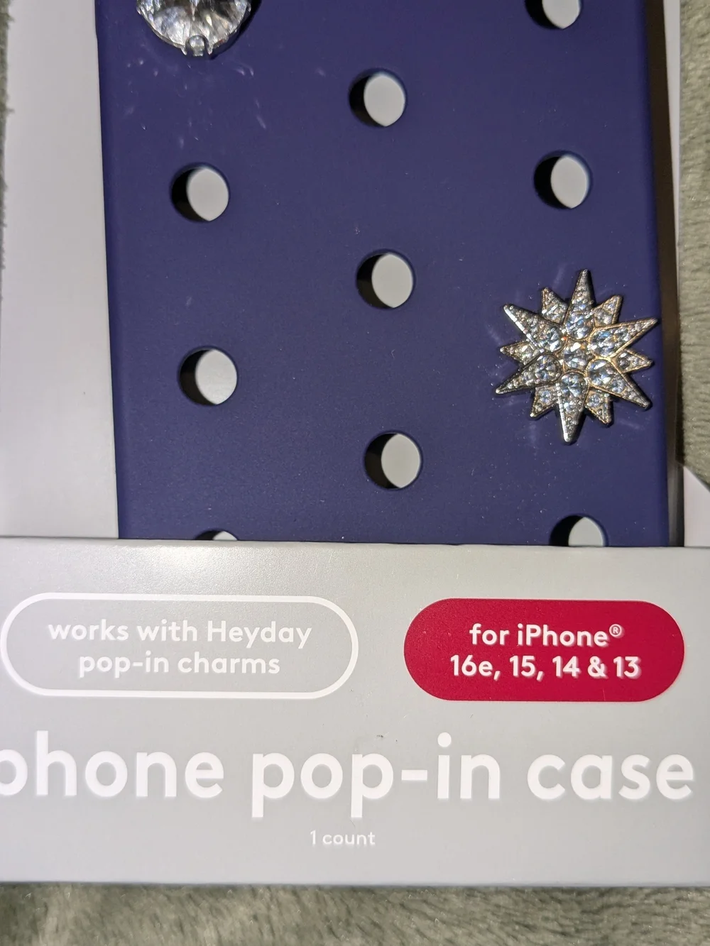 heyday Purple Phone Pop-In Case with Crystal Charms